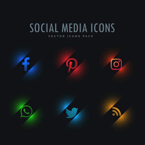 six social media icons in neon style - Download Free Vector Art, Stock Graphics & Images