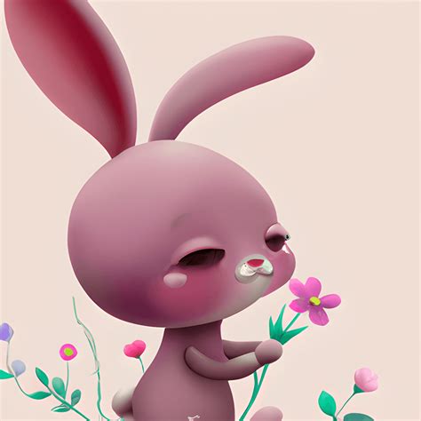 Bunny with Flowers · Creative Fabrica