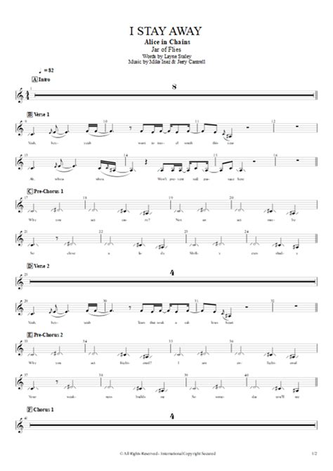 Tablature I Stay Away de Alice in Chains (Guitar Pro) - Guitares et ...