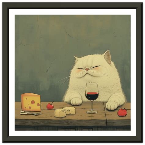 Cat Drinking Wine Premium Matte Paper Metal Framed Poster - Etsy