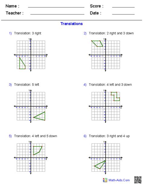 Grade 8 - Transformations Worksheets