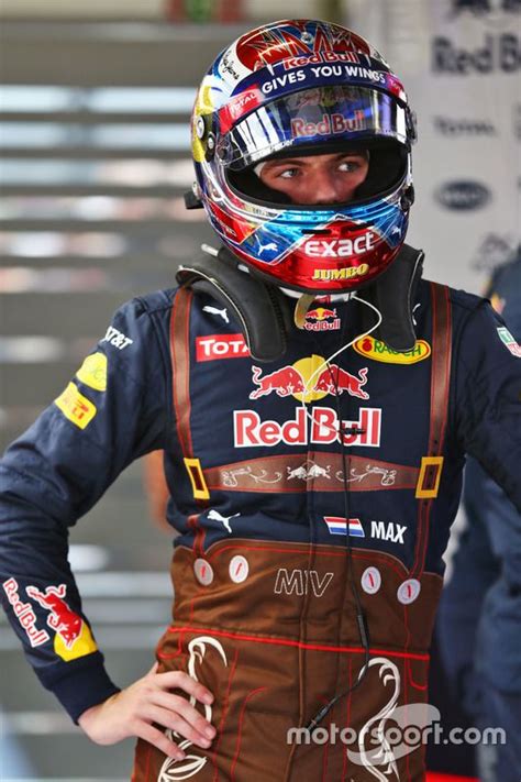 Max Verstappen, Red Bull Racing in Lederhosen race suit at Austrian GP ...