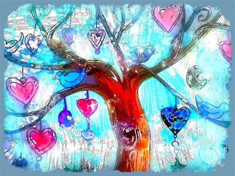 Tree, Birds And Hearts Free Stock Photo - Public Domain Pictures