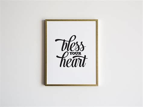 Bless Your Heart Southern Quote Poster Modern Typographic - Etsy