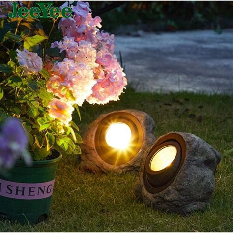 JeeYee Solar Led Outdoor Solar Light Solar Simulation Stone Lamp Outdoor Garden Light Decorative ...