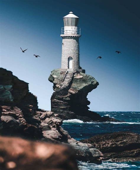 Lighthouse on Andros Island - Greece | Lighthouse photos, Lighthouse ...