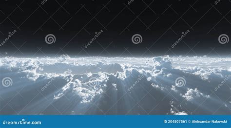 High Stratosphere Above Clouds, 3d Render Illustration Stock Image ...