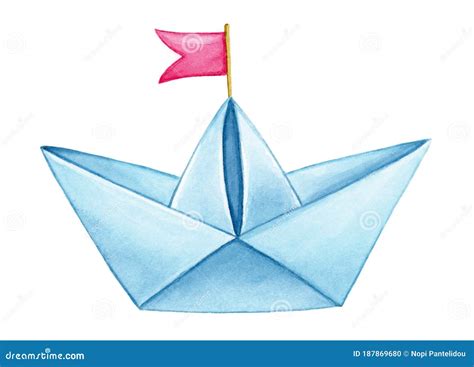 Paper Boat, Watercolor Hand Painted Illustration Isolated on White Background. Stock ...