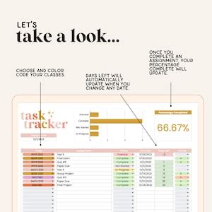 Assignment Tracker School Spreadsheet Google Sheets Book Tracker Task ...