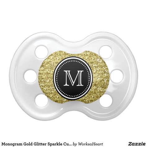 Monogram Gold Glitter Sparkle Custom baby girl Pacifier | Zazzle.com | Custom baby girl ...