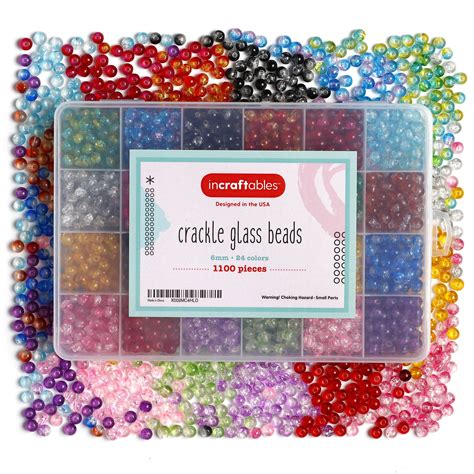 Crackle Glass Beads 24 Colors 1100pcs 6mm Kit for Jewelry Making by Incraftables - Walmart.com