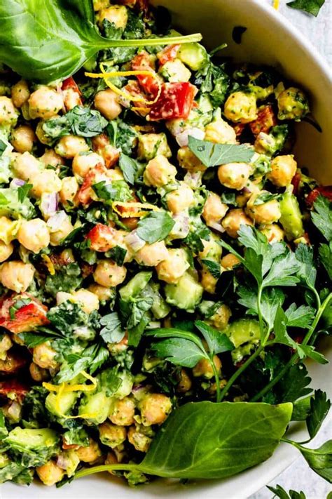 Chickpea Salad with Creamy Avocado Dressing - Healthy Seasonal Recipes