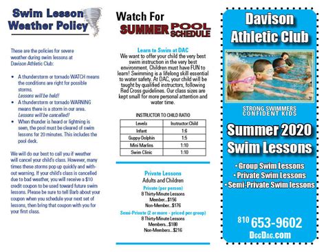 Swim Lessons Summer 2020