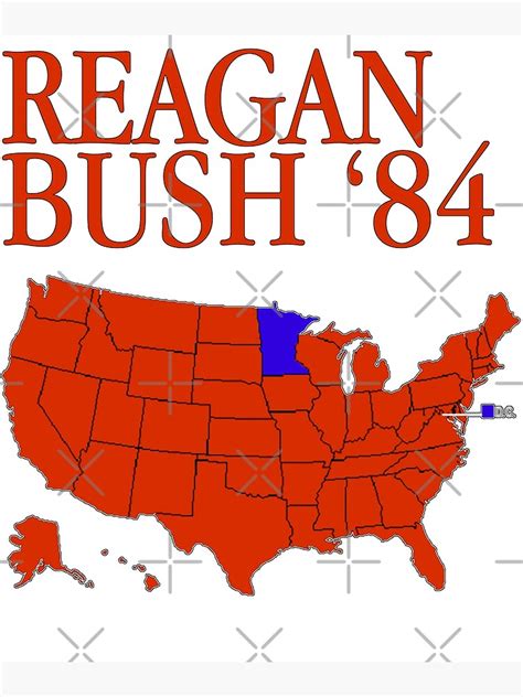 "Reagan Bush '84 Retro Logo Red White Blue Election Map Ronald George ...