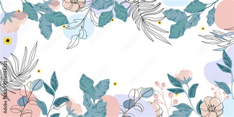 Luxury Floral background vector, Green and pink flower Natural pattern ...