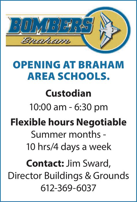 Custodian, Braham Area Schools