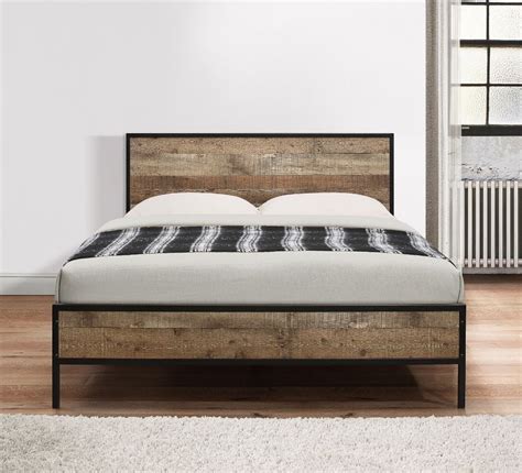 Urban Rustic Wooden and Metal Bed | Happy Beds