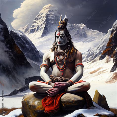 Lord shiva meditating in mount Kailash,generative AI Stock Illustration | Adobe Stock