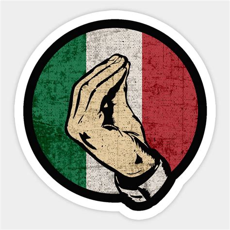 Italian Hand Gesture Funny Italy Flag Retro Vintage Style Humor Sign Gift Sticker | Italian Hand ...