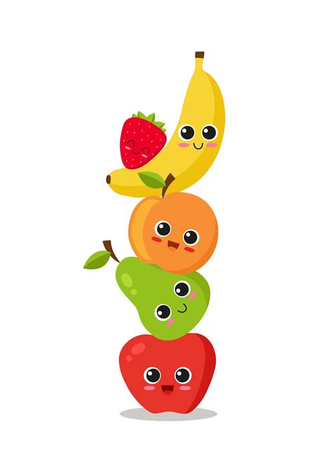 Cute fruits piled 566068 Vector Art at Vecteezy