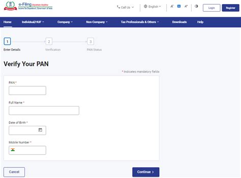 Know your PAN / Permanent Account Number by DOB, Registered Name