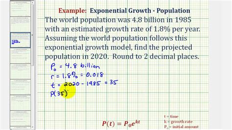 Ex: Exponential Growth Application - Predicting World Population - YouTube