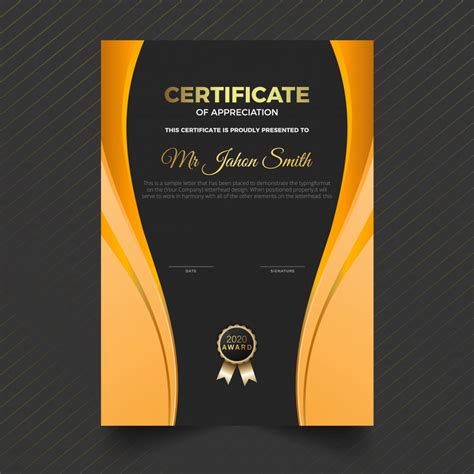 ⭐ Editable Portrait Certificate of Appreciation Template – GraphicsFamily