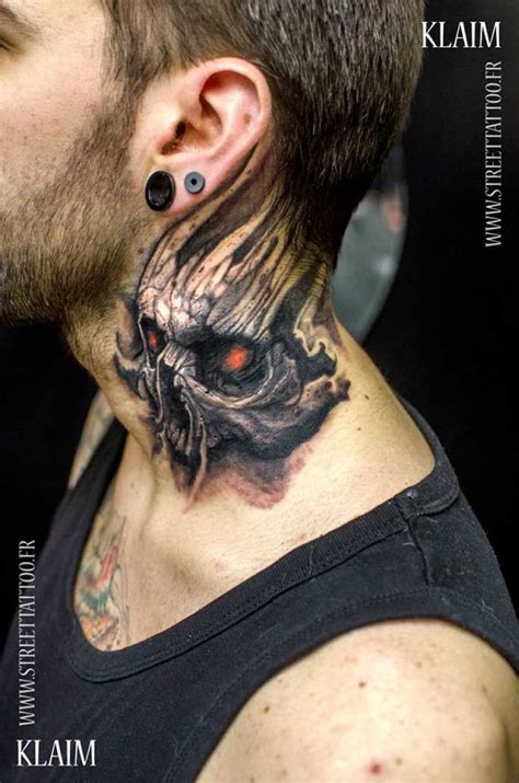 Skull Graphic Tattoo Design On Neck #ink | Neck tattoo for guys, Neck tattoo, Neck tattoos women