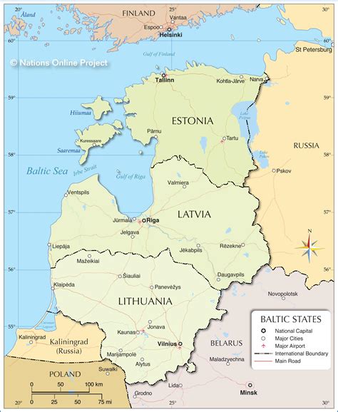 Map of the Baltic States - Nations Online Project