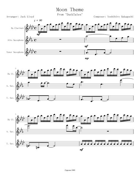 DuckTales - Moon Theme sheet music for Clarinet, Alto Saxophone, Tenor ...