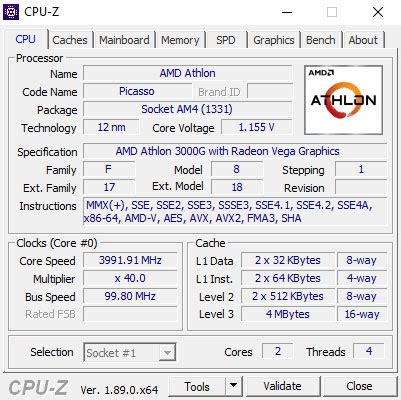 AMD Athlon 3000G with Vega 3 Graphics Review - Clock Frequencies ...