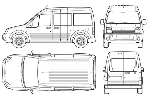 2005 Ford Tourneo Connect Minivan blueprints free - Outlines