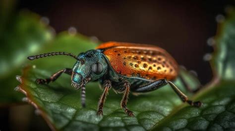 Premium Photo | Macro shot of a ladybug on a leaf in the raingenerative ai