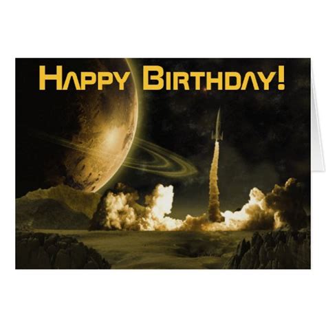 Vintage Rocket Launch Birthday Card | Zazzle