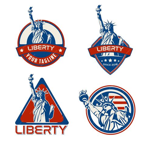 Premium Vector | Set Liberty logo badges character