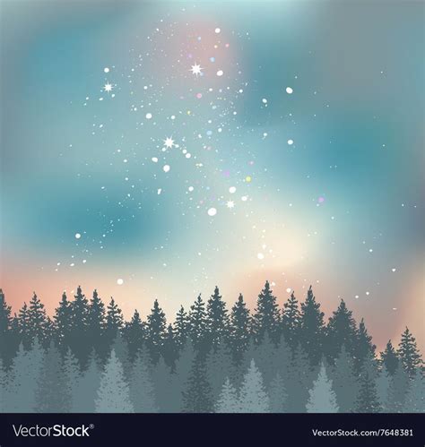 Forest and Night sky with stars background Space Vector Image | Star background, Star sky, Night ...