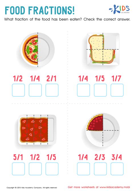 Food Fractions Worksheet: Free Printable PDF for Children