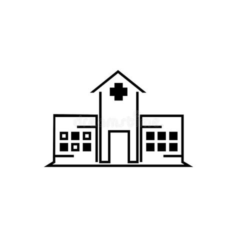 Vector Icon Of Hospital Building Front Silhouette On White Background ...