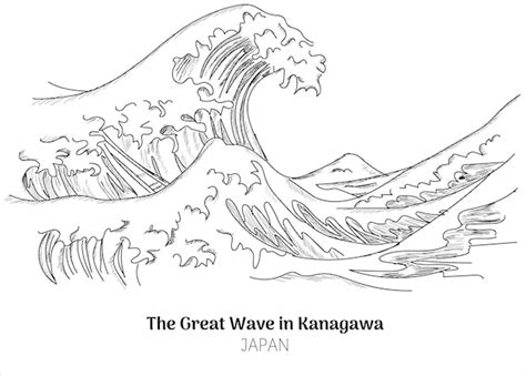 Premium Vector | The Great Wave in Kanagawa also known as the Great Wave drawing