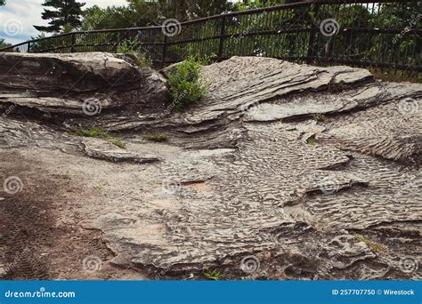 Beautiful Landscape of a Rocky Area Near a Fence Stock Photo - Image of ...