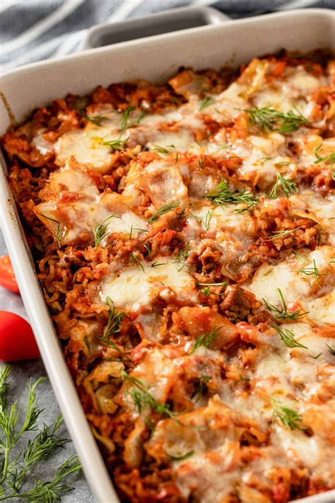 Lazy Cabbage Roll Casserole with Ground Beef and Rice - The Yummy Bowl