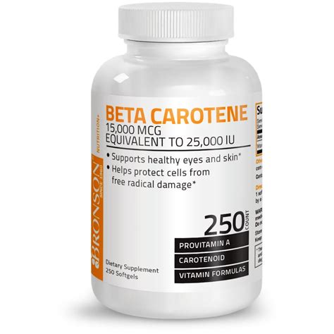 Bronson Beta Carotene (Vitamin A) 15,000mcg (25,000 IU), 250 Softgels - Walmart.com - Walmart.com