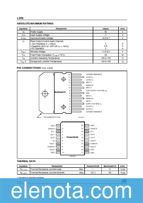 L298 Datasheet PDF (187 KB) STMicroelectronics | Pobierz z Elenota.pl