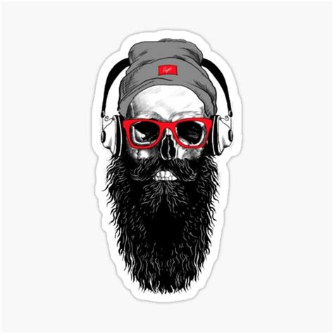 "Bearded Skull Illustration" Sticker for Sale by KMLdesign | Redbubble