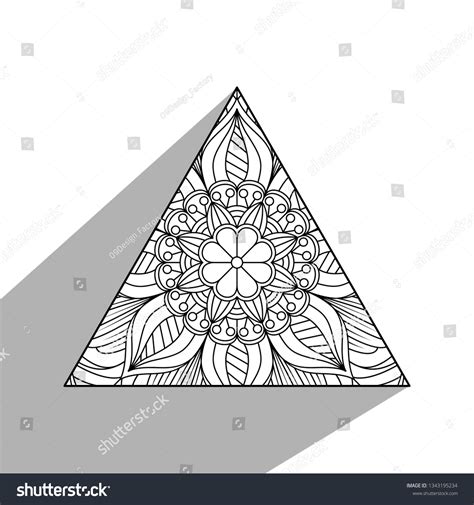 Hand Drawn Design Triangle Shape Mandala Stock Vector (Royalty Free ...