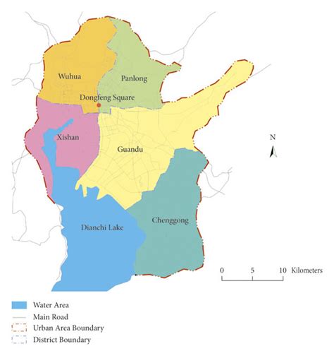 Map of the main urban area of Kunming. | Download Scientific Diagram