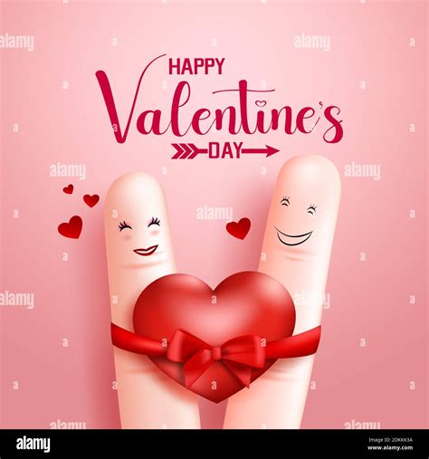 Valentine's couple vector background design. Happy valentine's day text with in love finger ...