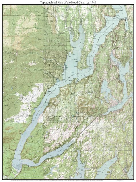 Hood Canal 1940 - Custom USGS Old Topo Map - Washington State - OLD MAPS