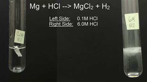 Magnesium reacting with Hydrochloric Acid - YouTube