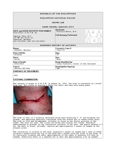 SOCO Written Report | PDF | Autopsy | Respiratory Tract